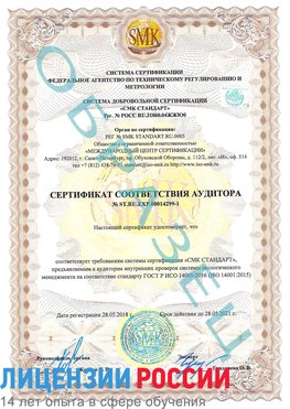 Образец сертификата соответствия аудитора №ST.RU.EXP.00014299-1 Палласовка Сертификат ISO 14001